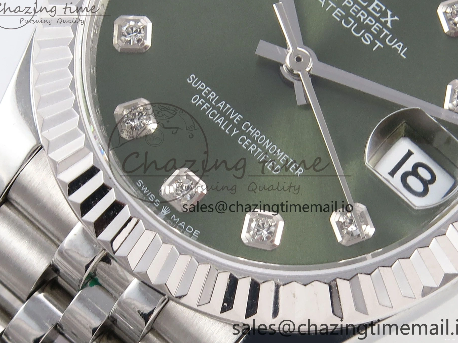 MiroTime 0428 Durable DateJust 31 278274 SS GMF 1:1 Best Edition 904L Steel Green Diamonds Dial on Jubilee Bracelet A 1163